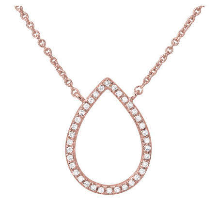 14k gold diamond open pear necklace