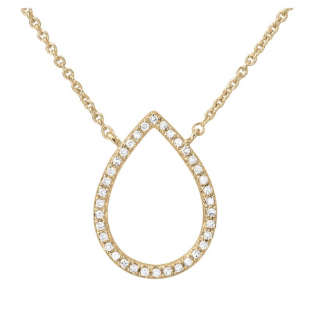 14k gold diamond open pear necklace