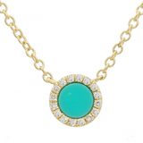 14k gold diamond turquoise circle necklace