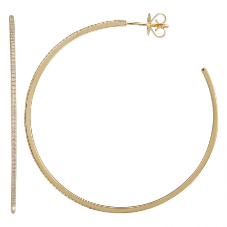 14k yellow gold diamond hoop with post