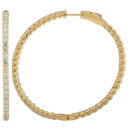 14k gold stunning diamond hoop earrings