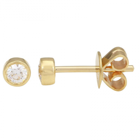 14k gold diamond bezel studs .18ct