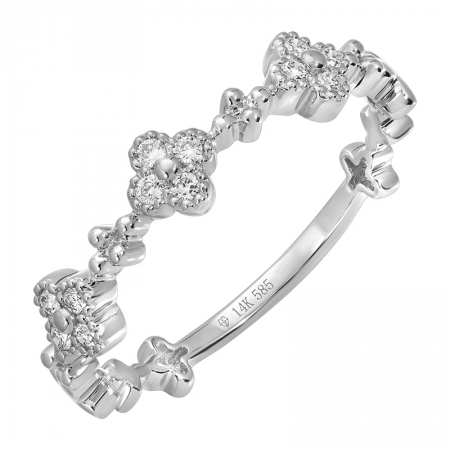 14k gold and diamond clover band