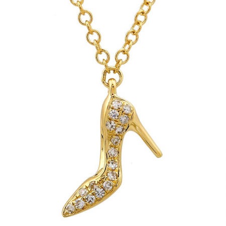 14k diamond shoe necklace