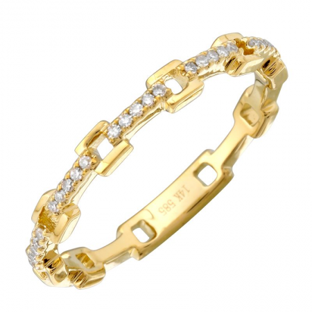 14k yellow gold and diamond chain link band Size 6.5