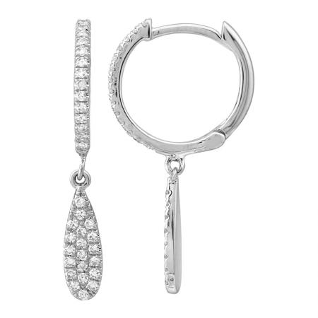 14k gold diamond dangle huggie - 11MM