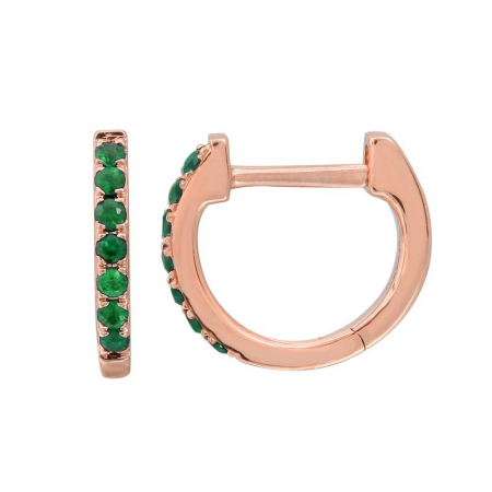 14k gold baby emerald huggies - 9MM