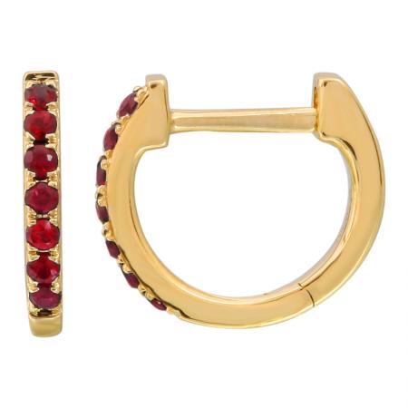 14k gold baby ruby huggies - 9MM