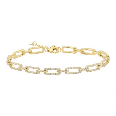 14k gold diamond link chain bracelet