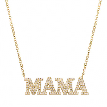 14k gold diamond MAMA necklace