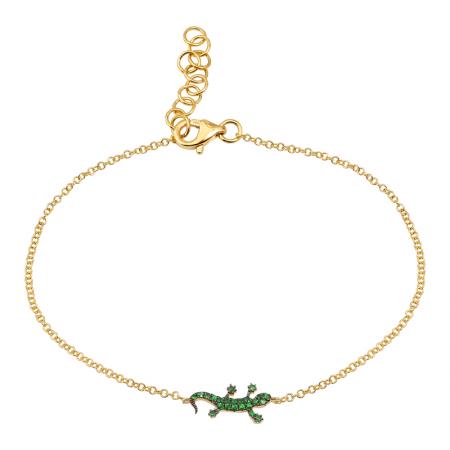 14k gold tsavorite lizard bracelet