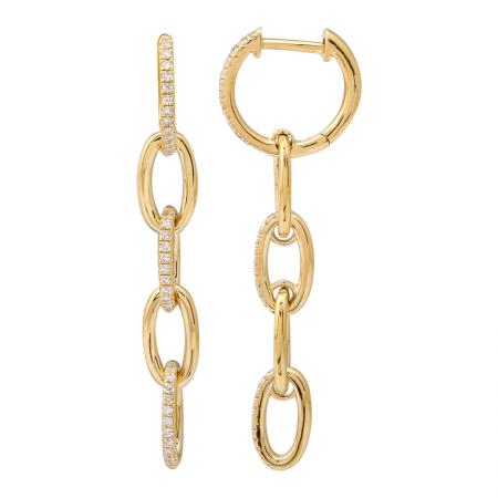 14k gold diamond chain link earrings