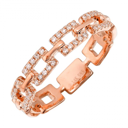 14k gold diamond square chain link ring