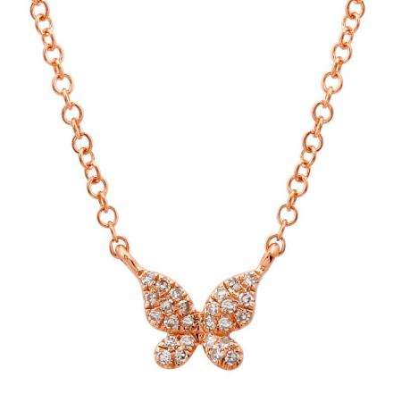 14k gold diamond butterfly necklace