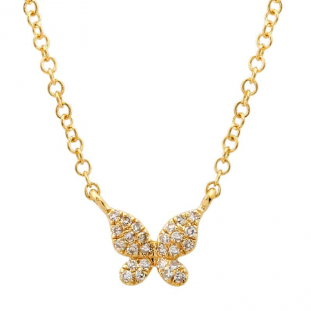 14k gold diamond butterfly necklace