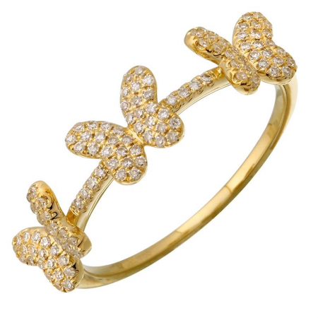 14k yellow gold and diamond butterfly ring size 6.5