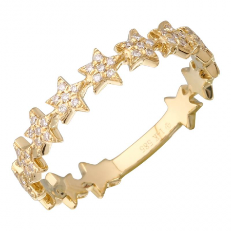 14k gold diamond stars ring