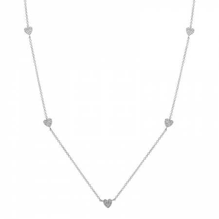 14k gold diamond scattered heart necklace
