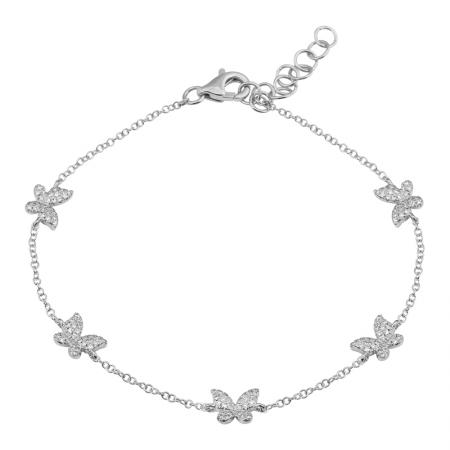 14k gold diamond scattered butterfly bracelet