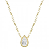 14k gold diamond pear shape bezel necklace