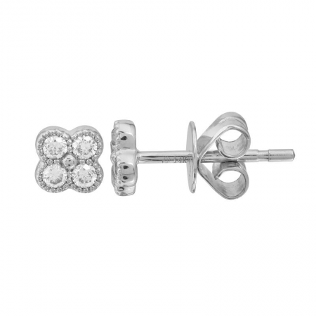 14k gold diamond clover earrings