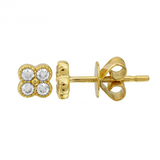 14k gold diamond clover earrings