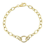 14k gold diamond open circle paperclip chain bracelet