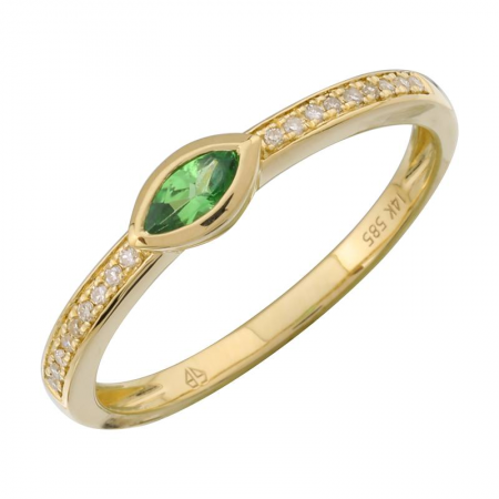 14k yellow gold diamond tsavorite marquis ring