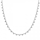 14k gold 3 prong diamond setting double chain diamond necklace