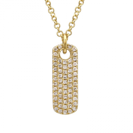 14k yellow gold diamond dog tag necklace