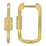 14k gold diamond carabiner shape earrings