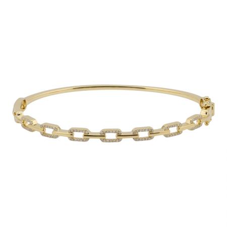 14k gold diamond chain link bangle