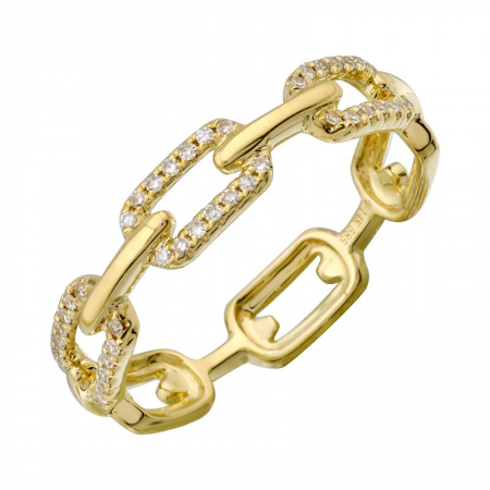 14k yellow gold diamond link ring