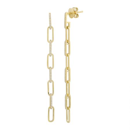 14k yellow gold diamond paperclip link drops