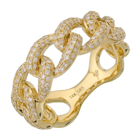 14k gold diamond chain link ring