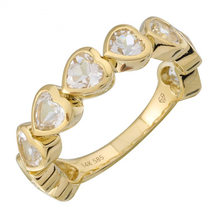 14k yellow gold white topaz heart band size 4