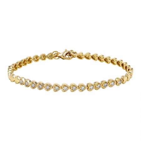 14k yellow gold diamond bezel heart bracelet