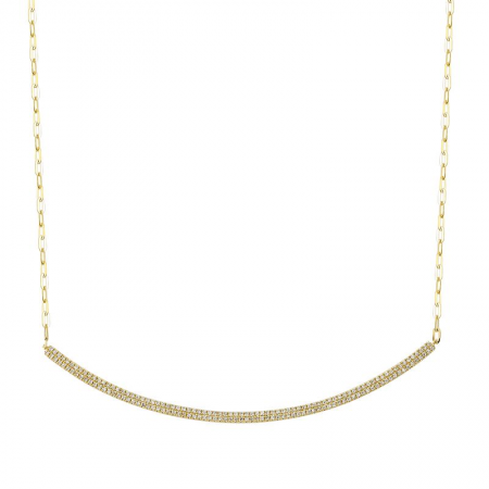 14k yellow gold double curved bar link necklace