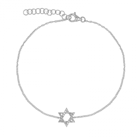 14k gold and diamond Jewish Star Bracelet