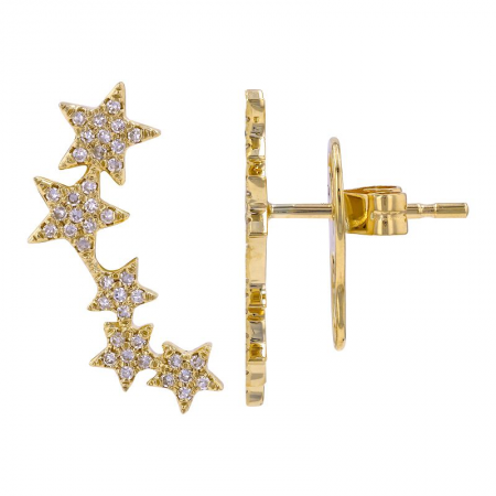14k gold diamond multi star cluster crawlers