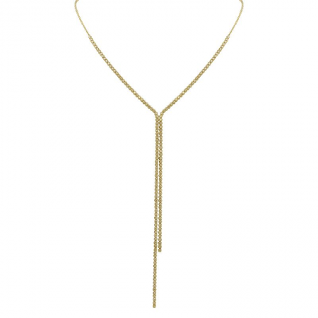 14k gold diamond crown prong double row lariat