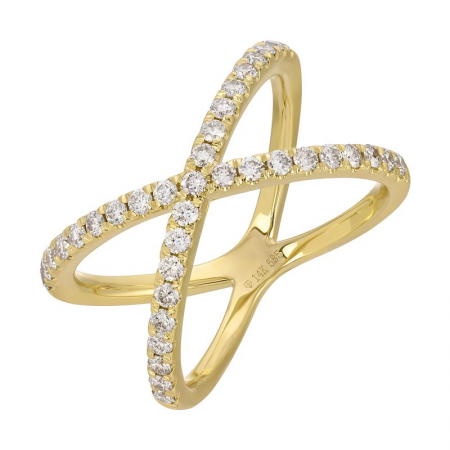 14k gold diamond crossover ring