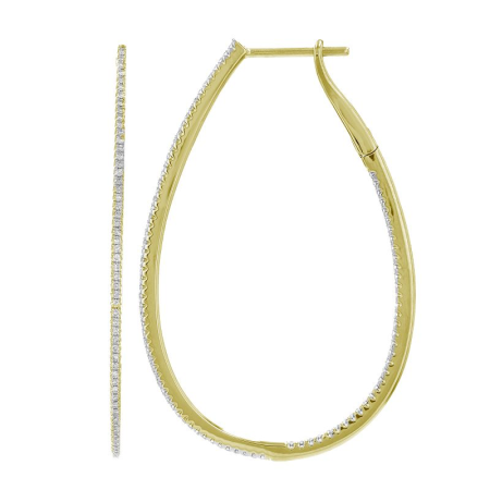 14k gold Large Diamond Horseshoe Hoops