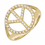 14k gold diamond peace sign signet ring