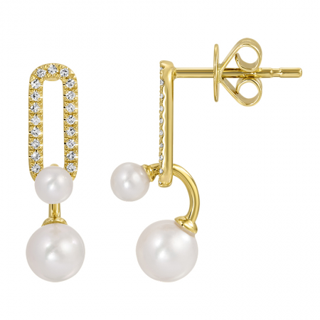 14k gold and diamond pearl earrings