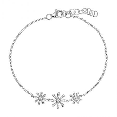 14k gold diamond triple flower bracelet