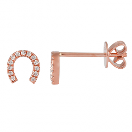 14k gold diamond horseshoe post earrings