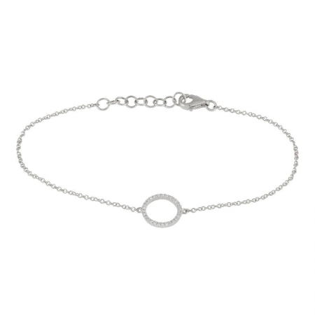 14k white gold diamond open circle bracelet