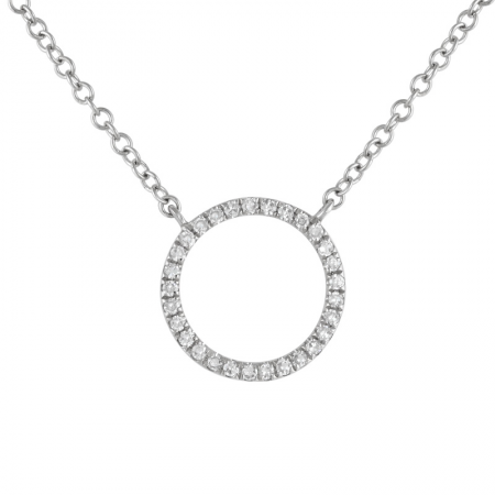 14k gold diamond open circle necklace