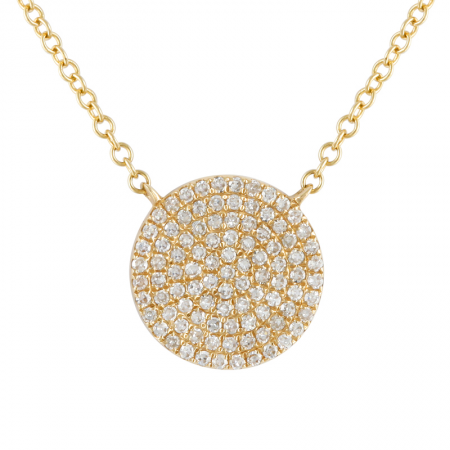 14k large circle disk necklace